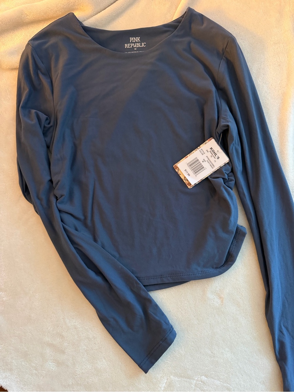 Pink Republic Women's Long Sleeve Crewneck Top - Slate Blue